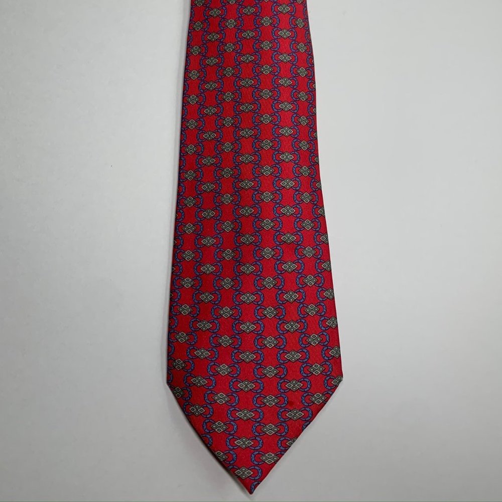 Hermes Rare Vintage 100% Silk Red Tie